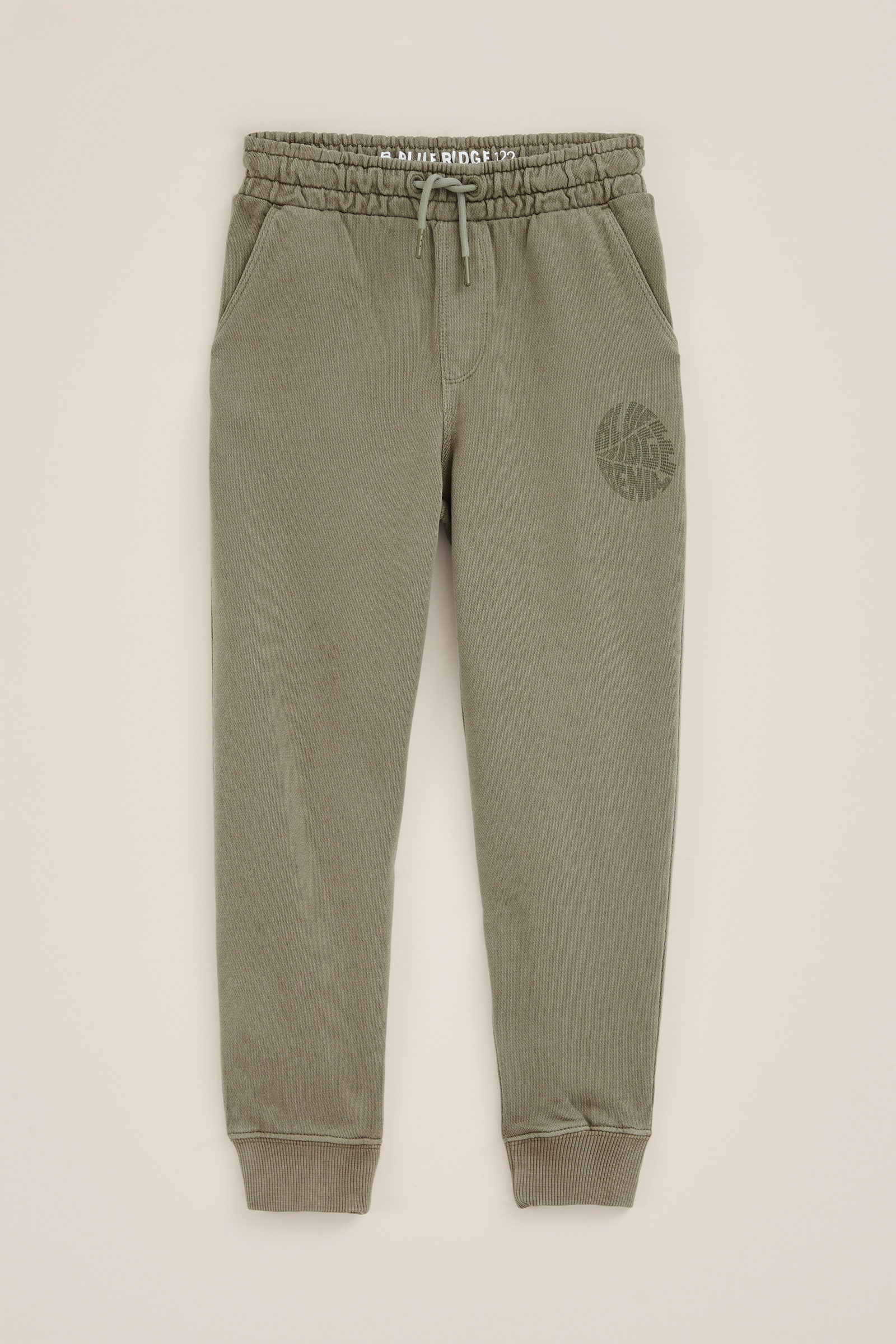 Jongens jogging broek met opdruk Blue Ridge Legergroen