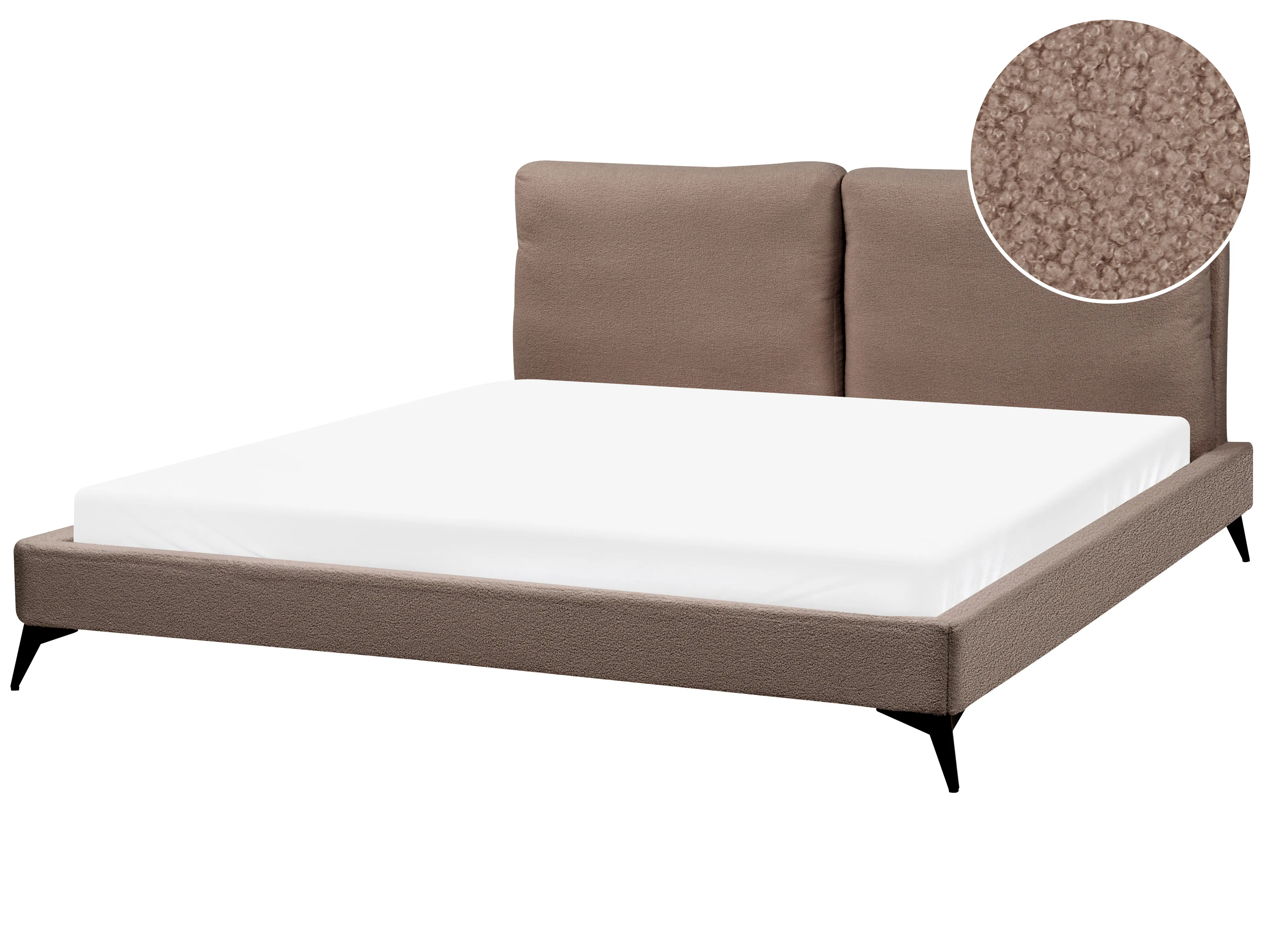 Bed Bouclé MELLE 180 x 200 cm Bruin