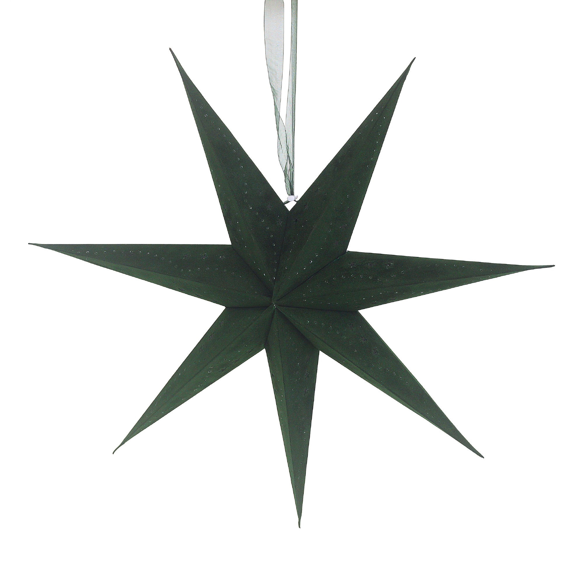 Papierlampe Stern 'Uranos', grün, Ø 75 cm, H 17 cm von fischer's lagerhaus