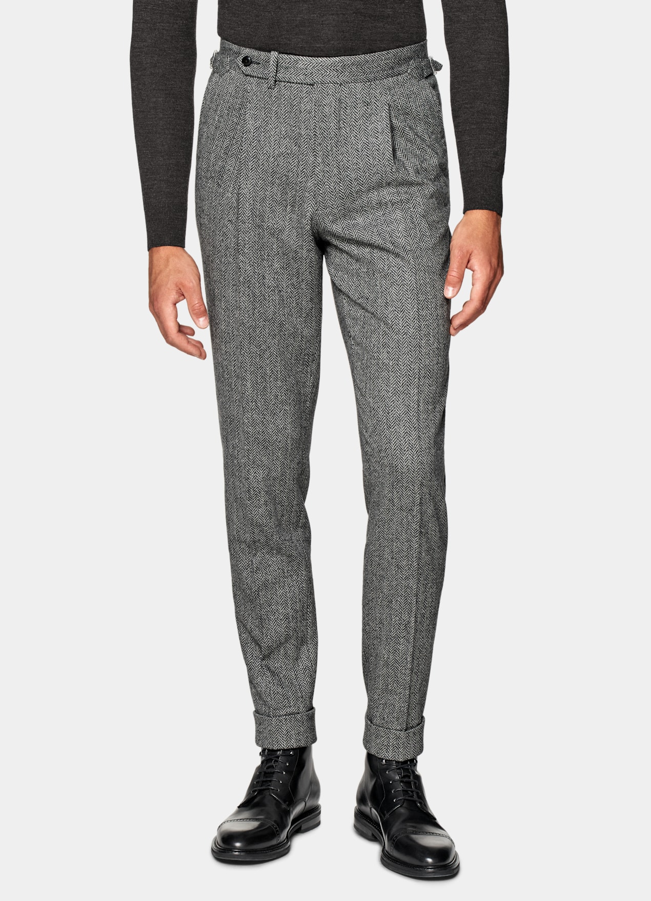 Costume trois pièces Havana coupe Tailored gris moyen à chevrons