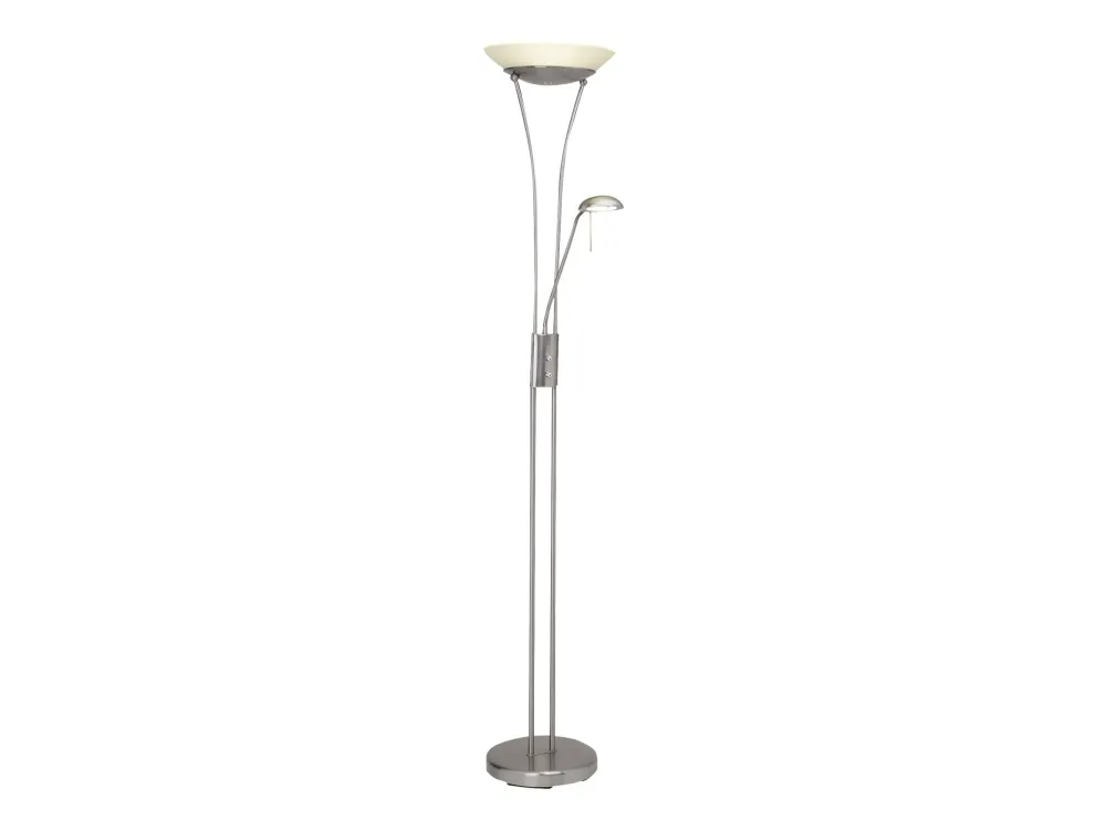 Brilliant Finn - Torchiere-gulvlampe med læselys - LED x 2 - total: 22.5 W - klasse E - varmt hvidt lys - 3000 K - hvid, jern