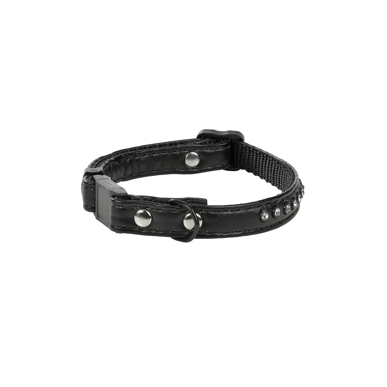 MORE Katzenhalsband Strass schwarz