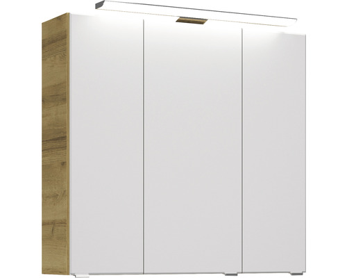 Pelipal Kumba badkamermeubelset, BxHxD 77 x 200 x 50 cm, frontkleur eiken riviera met witte mineraal gegoten wastafel, 99.77012647