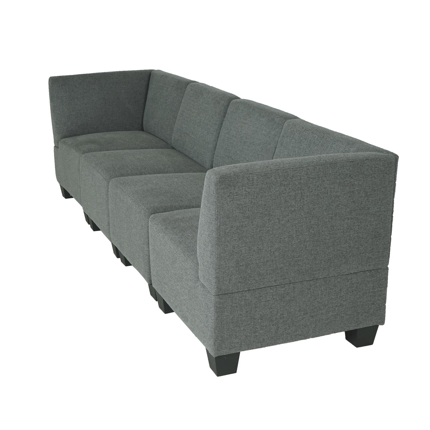 Modular 4-Sitzer Sofa Couch Moncalieri, Stoff/Textil ~ grau, hohe Armlehnen