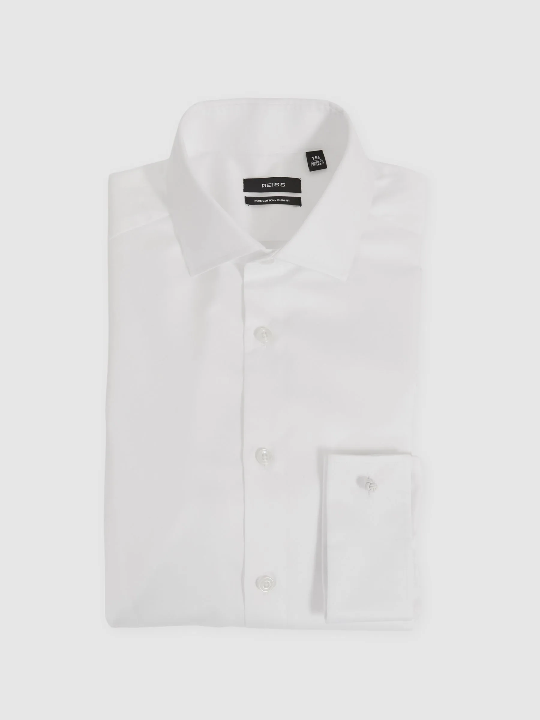 Wit - Slim Fit - Reiss Remote Double Cuff Cotton-Sateen Shirt