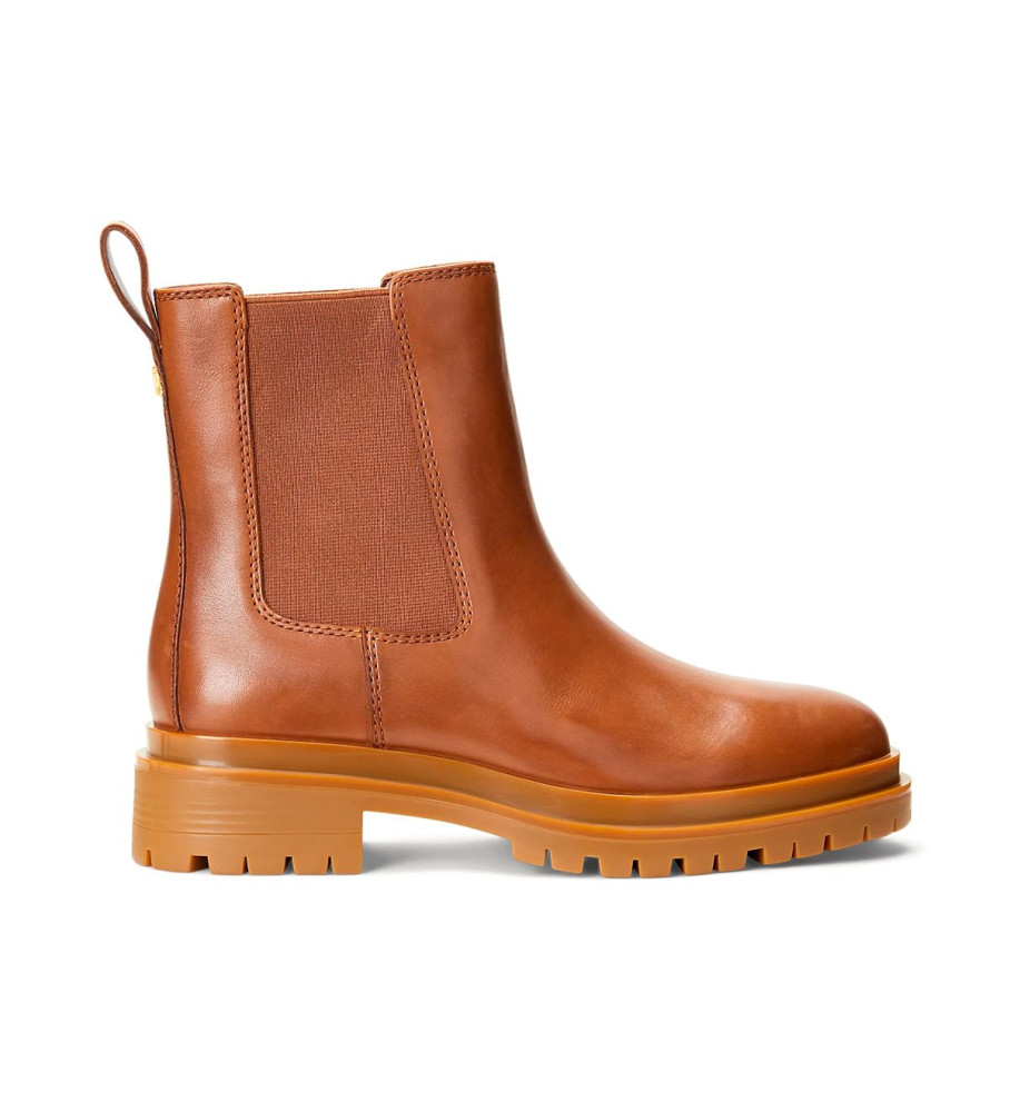 Botas de tornozelo Ralph Lauren Corinne em couro marrom