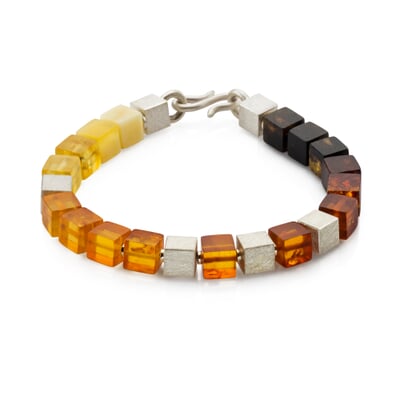 Armband Bernsteinwürfel, Brauntöne