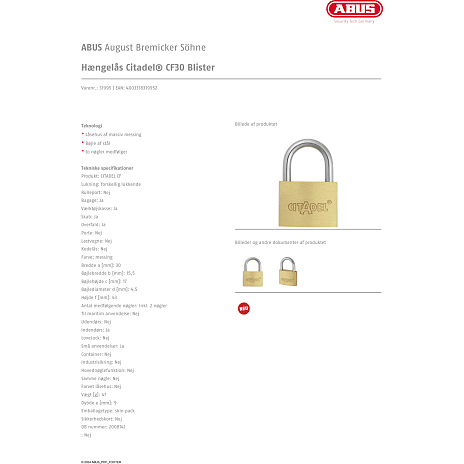 ABUS Citadel CF30 hængelås