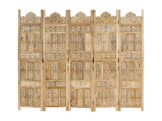 Cloison de séparation 5 panneaux 200x165 cm Bois de manguier