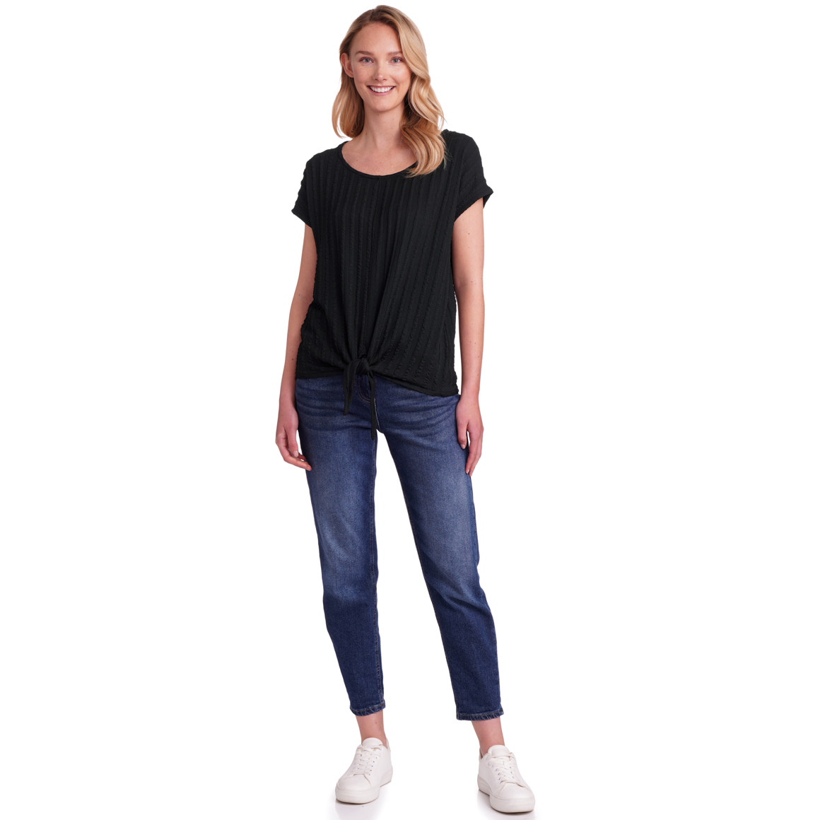Gina Benotti Damen T-Shirt mit Strukturmuster schwarz