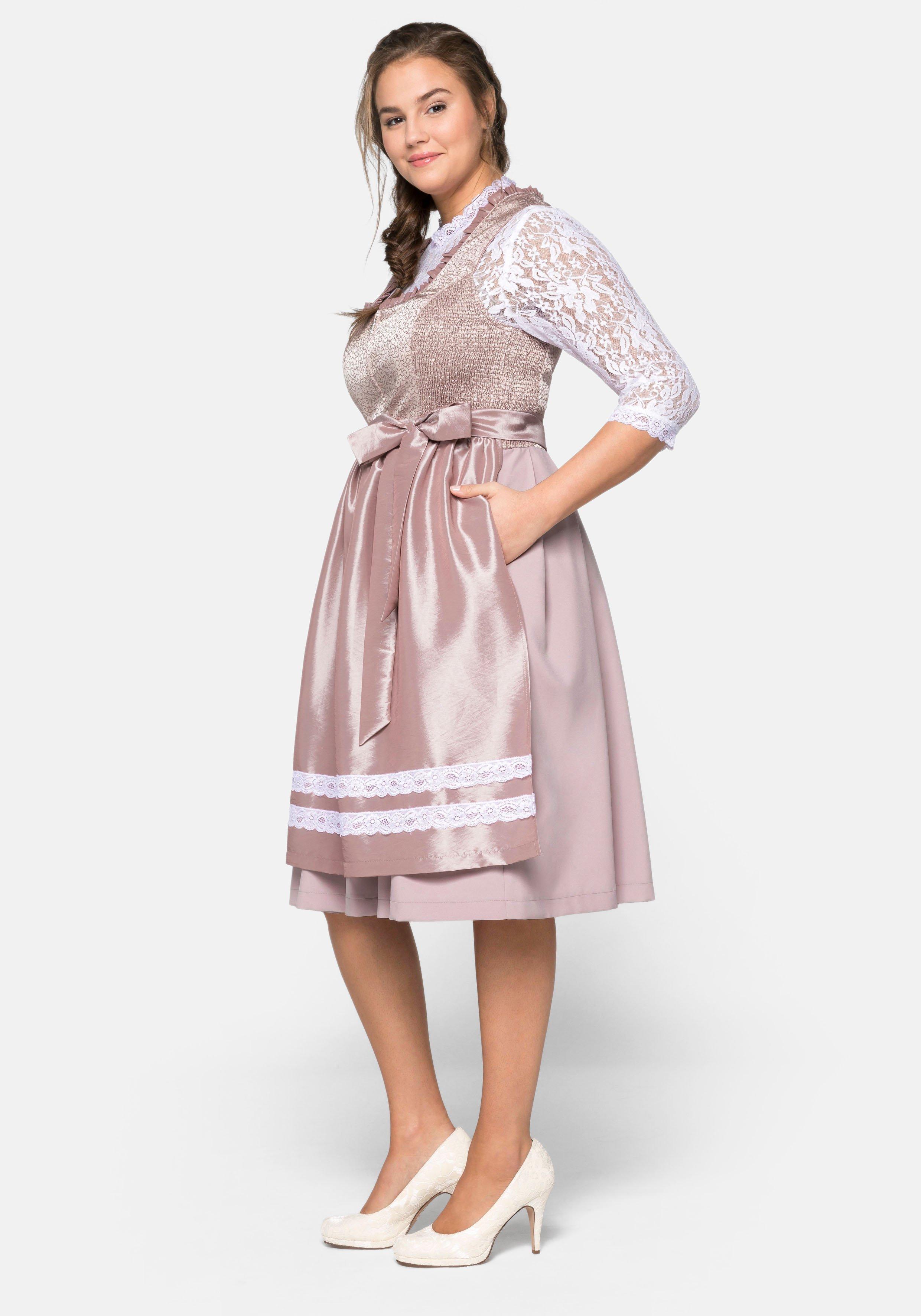 Dirndl 3-teilig mit Schürze und Spitzenbluse
