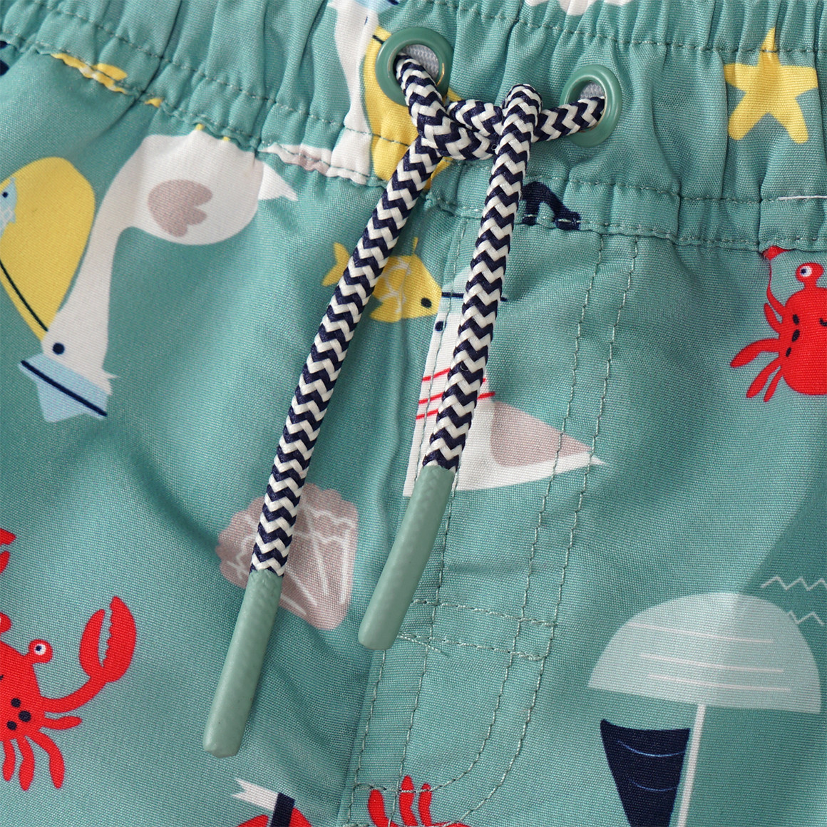 Topomini Baby Badeshorts mit maritimen Motiven dunkelgrün