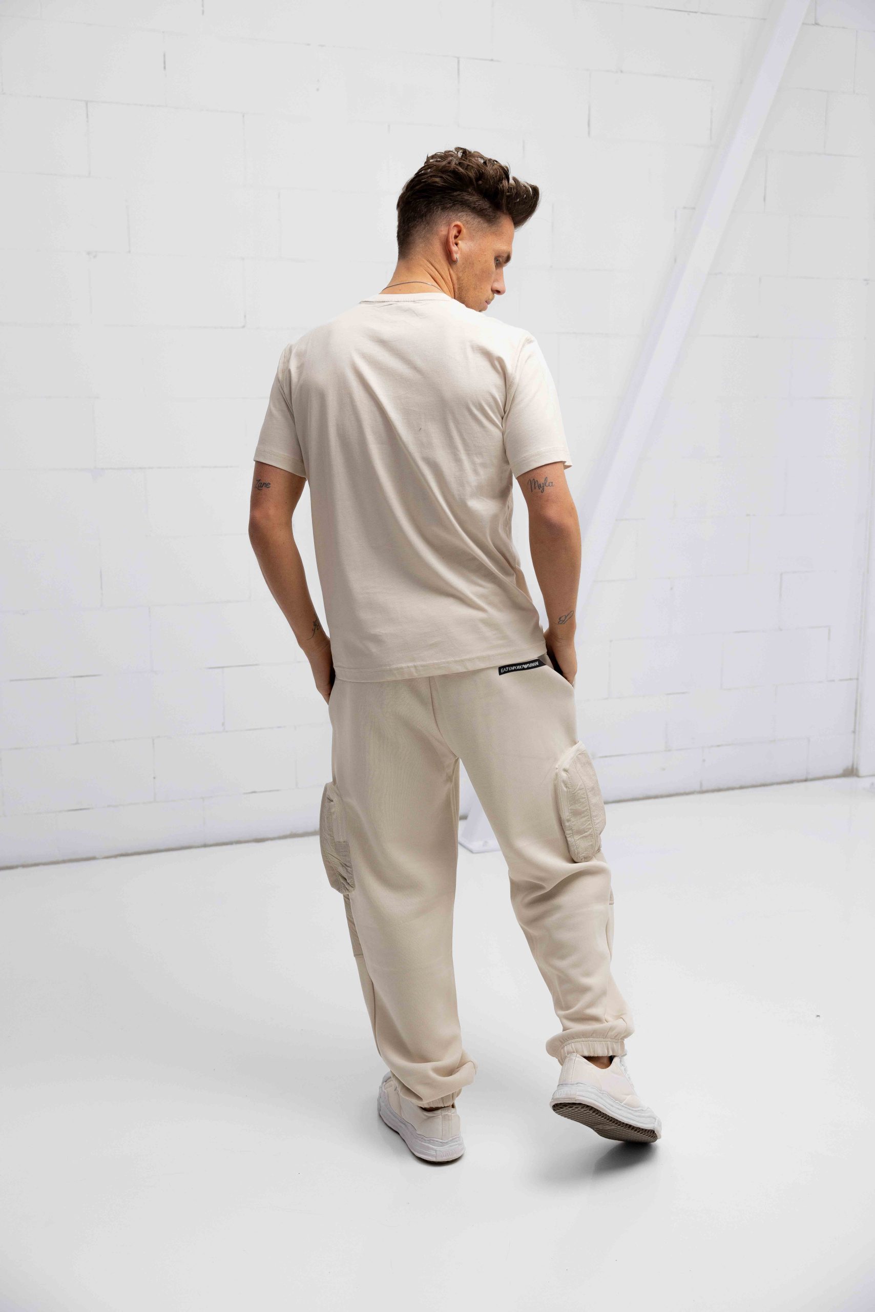 EA7 Emporio Armani Logo Series Trainingsbroek Beige