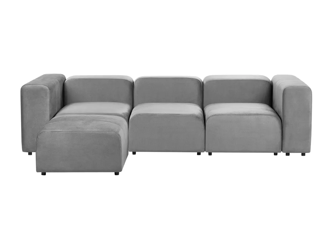 Canapé 3 places modulable avec ottoman en velours gris FALSTERBO