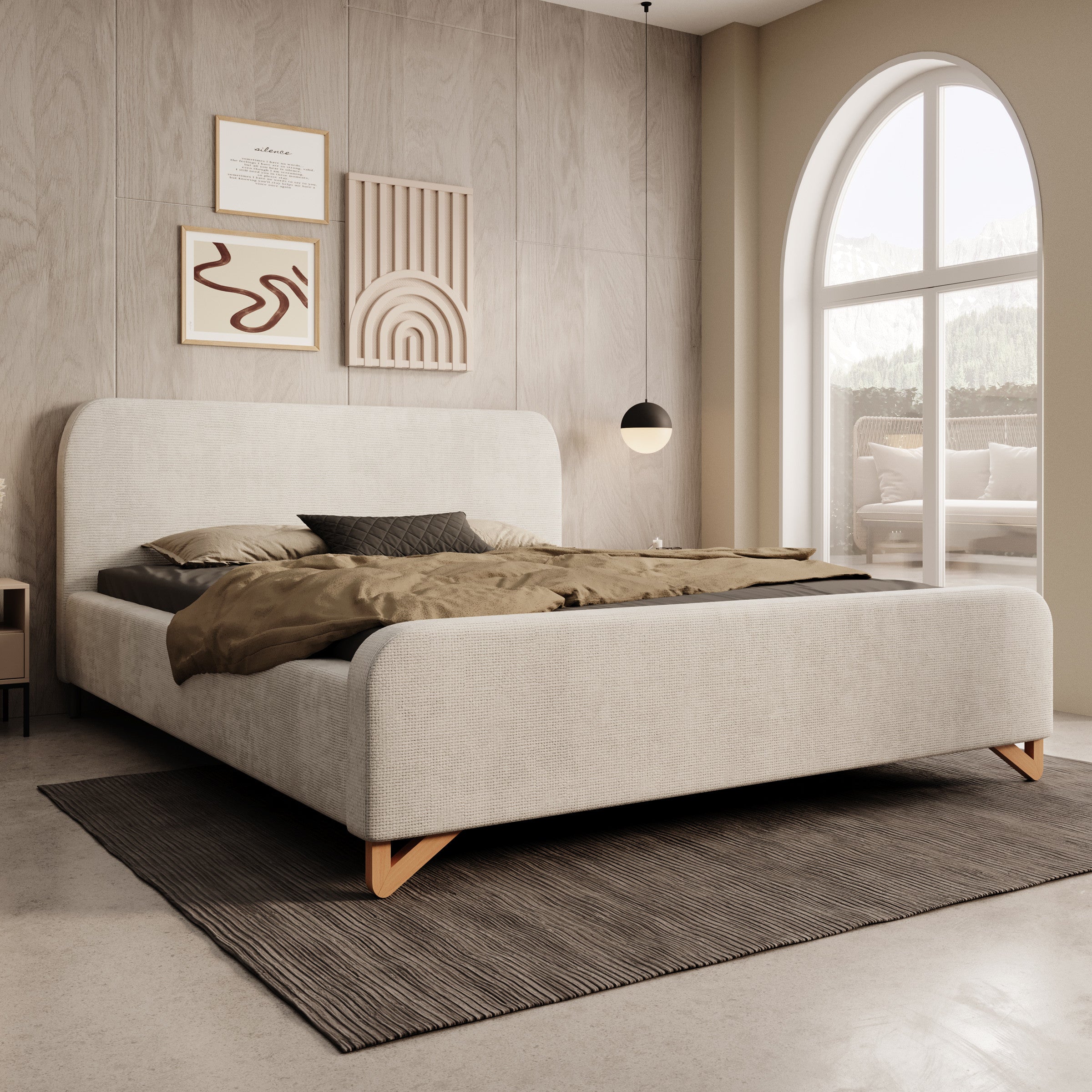 Fortaleza - Tweepersoonsbed - Stof beige - 160x200 cm