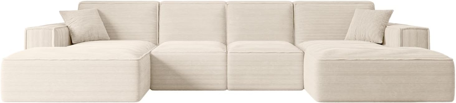 ALTDECOR Ecksofa in U-Form Corner Sofa Bett Eckcouch Couch L-Form Wohnlandschaft Cauchsofa Sierra-U - 349x169x80 cm Beige