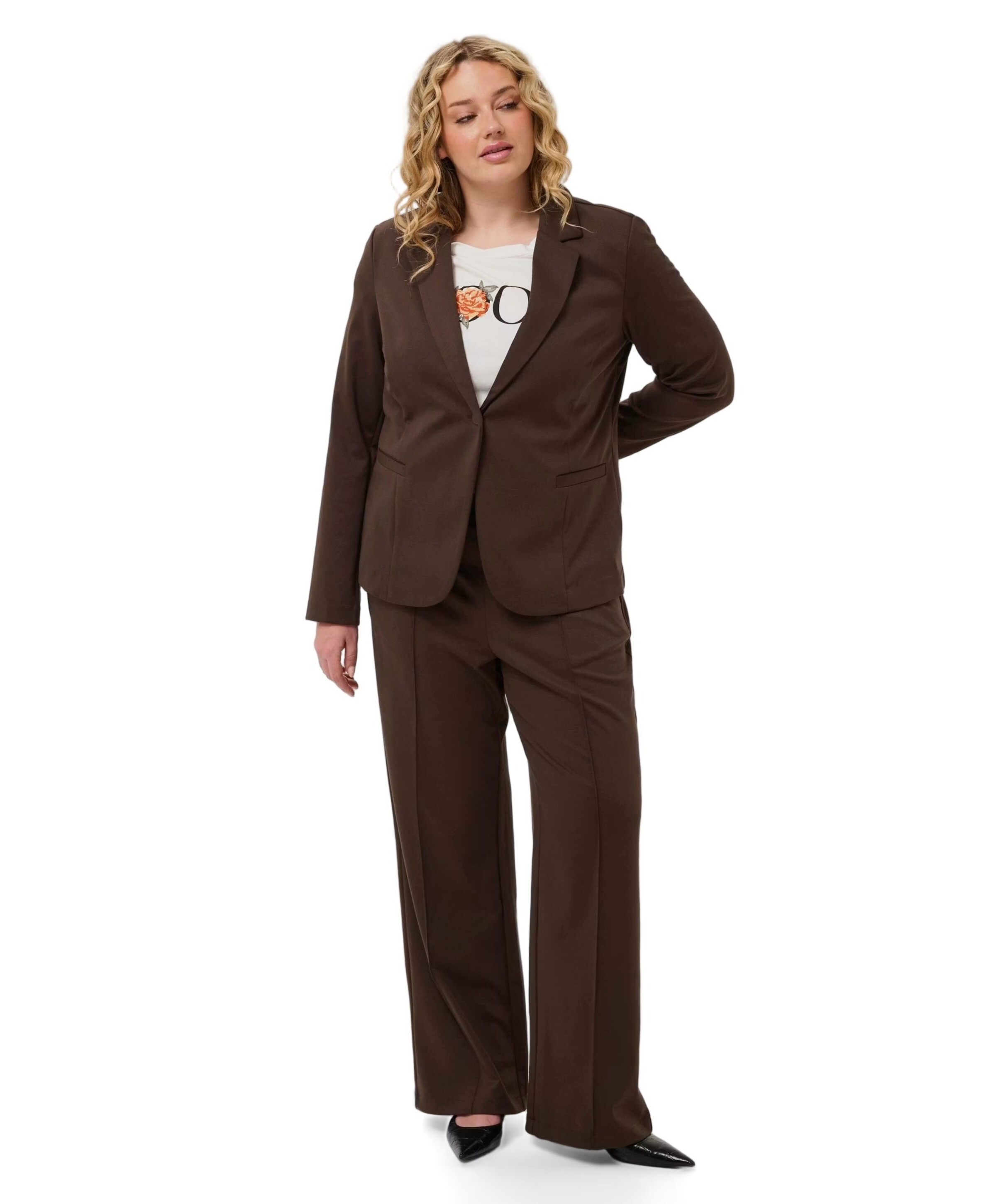 KAFFE Curve KCjenna Straight dames broek bruin