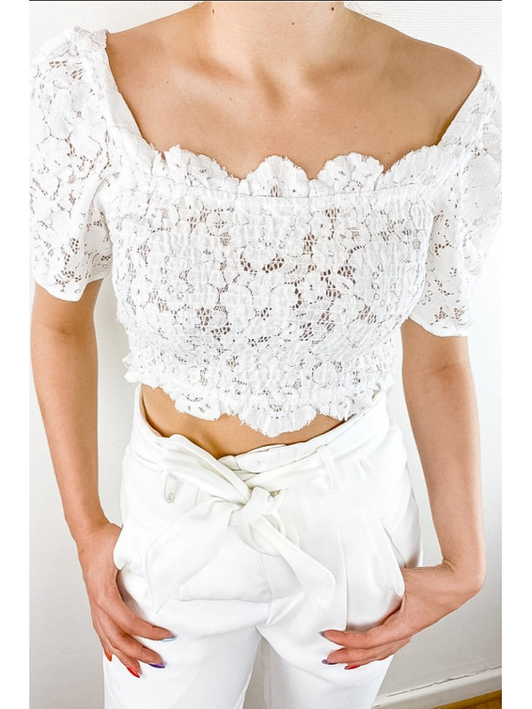Top blanc dentelle Delhi