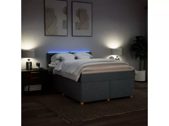 Sommier à lattes de lit avec matelas Gris foncé 140x190cm Tissu