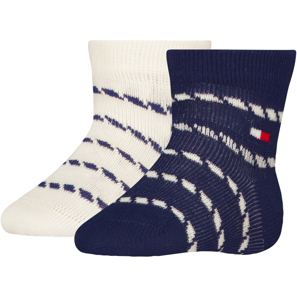 Køb Tommy Hilfiger Navy Baby Strømper 2-pak Breton Stripe | Luksusbaby