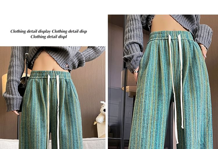 Moon City - Gestreepte losse broek met trekkoordtaille
