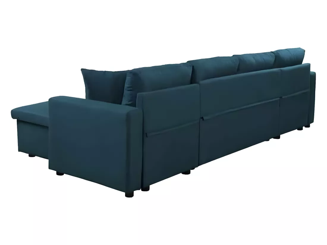 Canapé Panoramique Convertible avec 2 Coffres en Tissu
