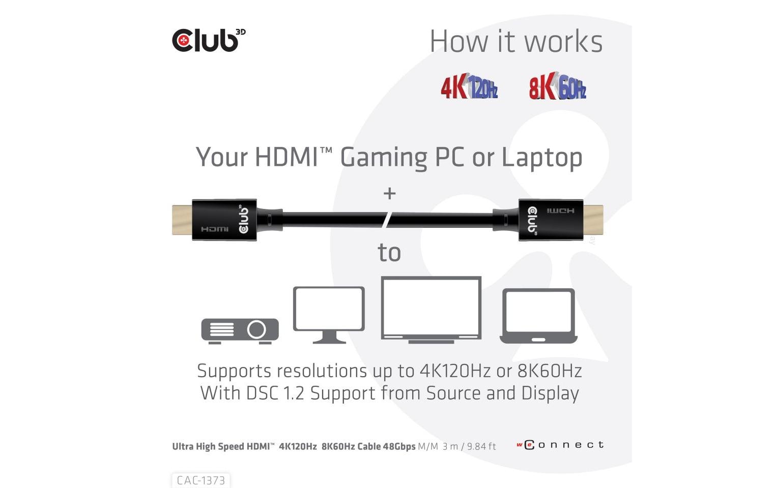 Kabel Ultra High Speed 4K120Hz, 8K60Hz HDMI 2.1 - HDMI, 3 mUltra High Speed HDMI 2.1-Kabel mit Unterstützung für Auflösungen bis zu 4K @ 120Hz oder 8K @ 60Hz
