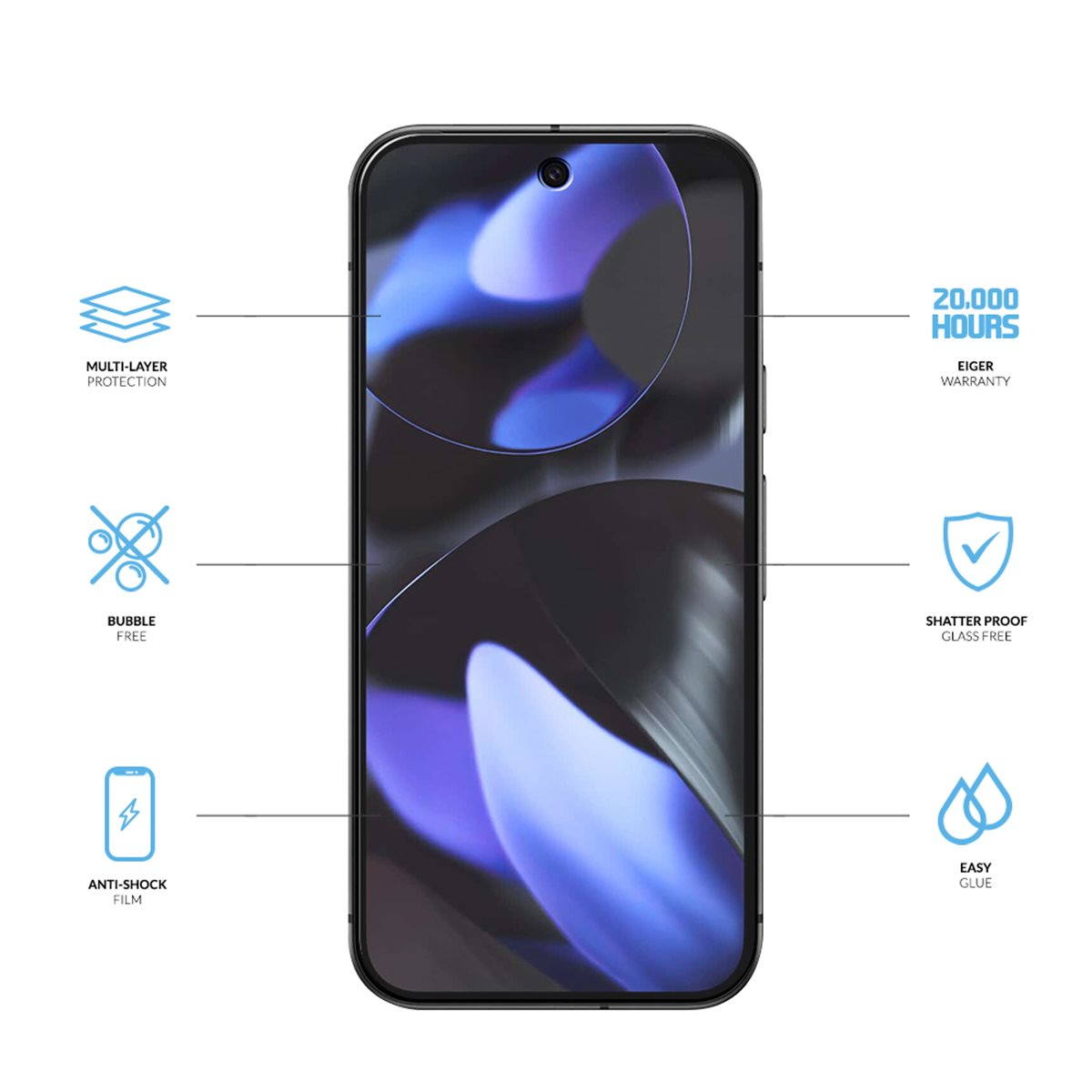 (2er Set) Google Pixel 9a Mountain H.I.T High Impact Triflex Panzerglas 2.5D Displayschutz Case Friendly (EGSP01040)
