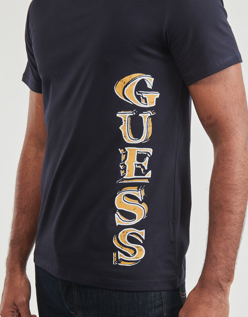 Guess - SS CN VERTICAL GUESS TEE - Marine