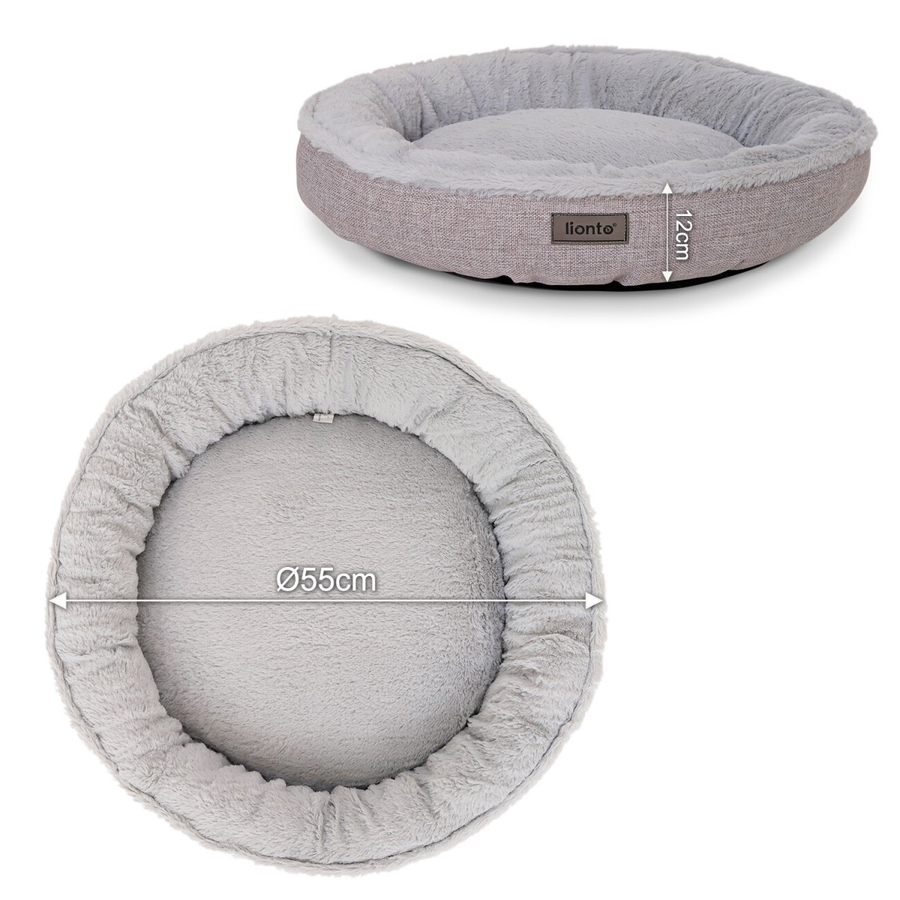 Lionto Rundes Hundebett grau S