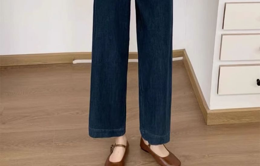 Wisjam - High Rise Plain Straight Leg Jeans