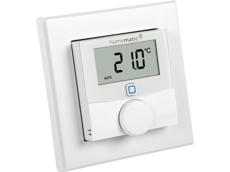 Homematic IP Smart Home Funk-Wandthermostat mit Luftfeuchti Smarter Raumthermostat mit Display – HmIP-WTH-1