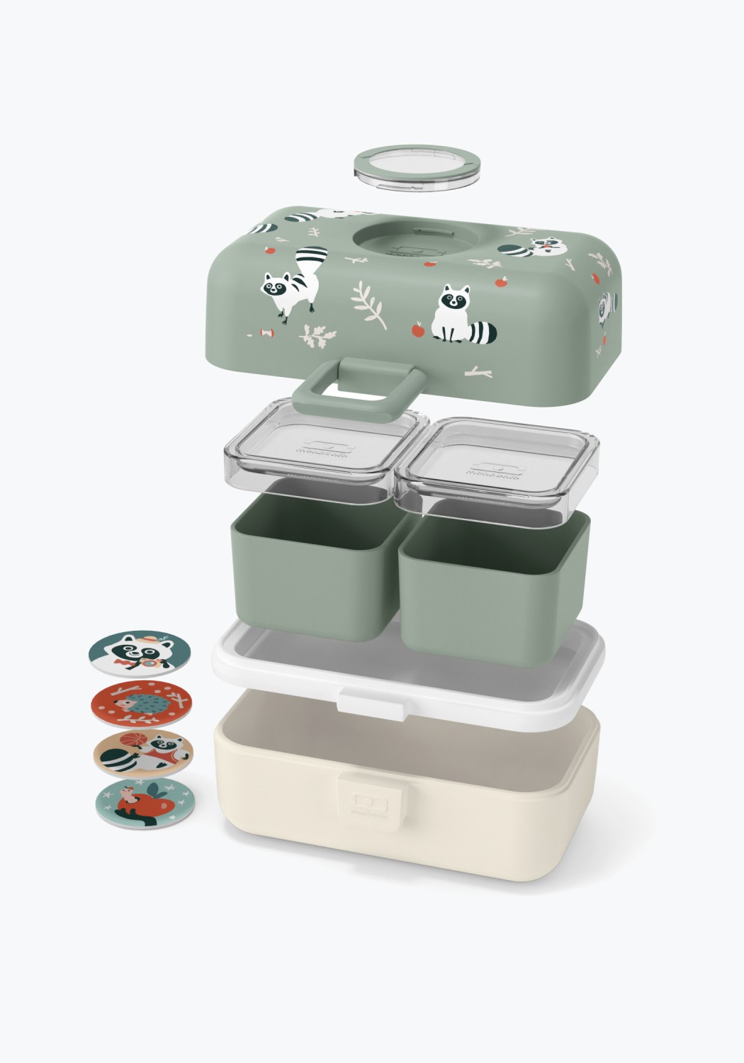Monbento Kinder-Lunchbox Tresor Green Raccoon