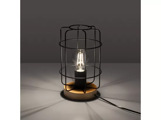 Lampes de bureau Gotto industriel en acier/bois - 1 sources lumineuses - L.15 x H.25 cm - bois noir
