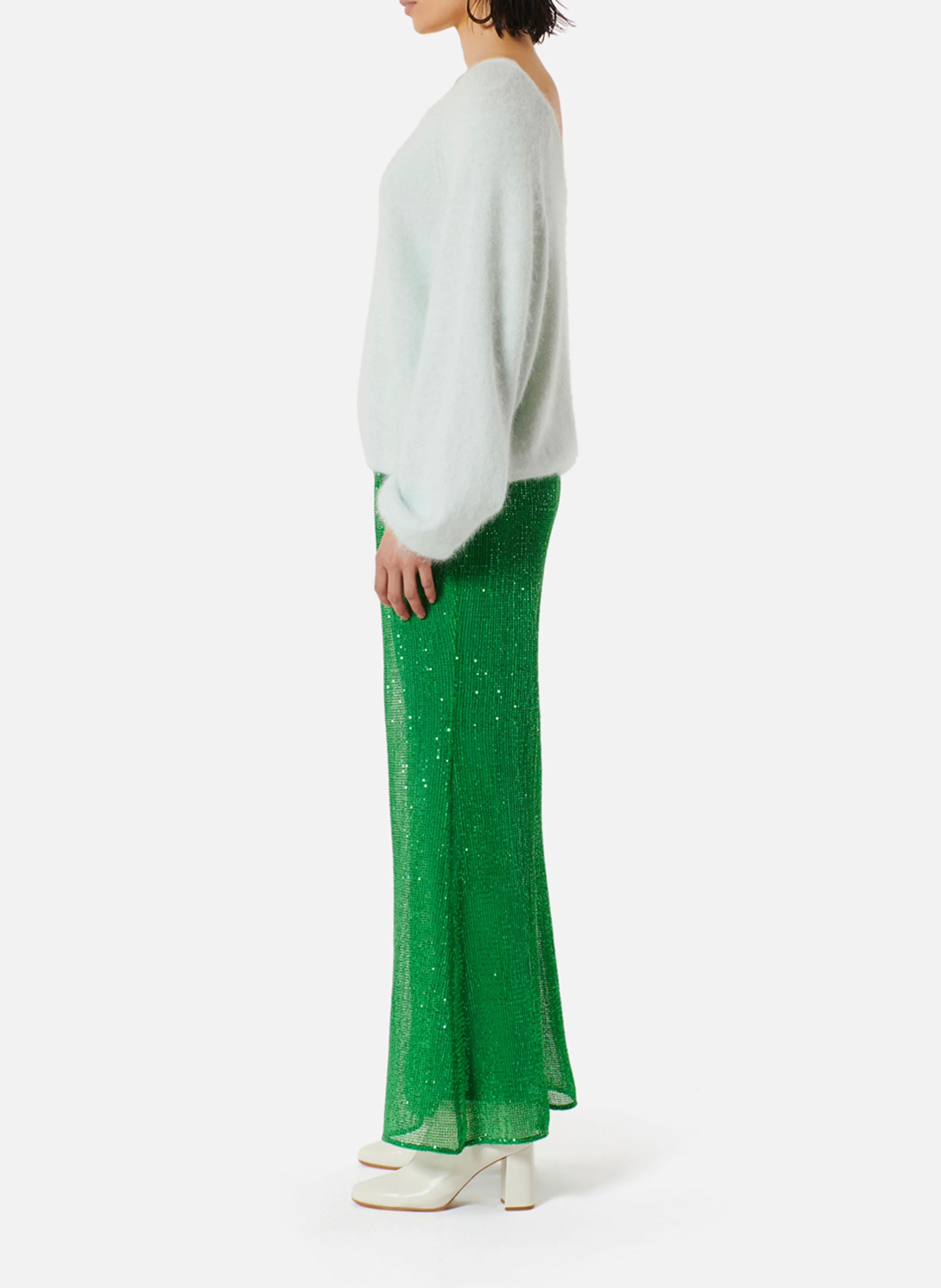 LAUPER - Pull col rond en laine mélangée | Vert