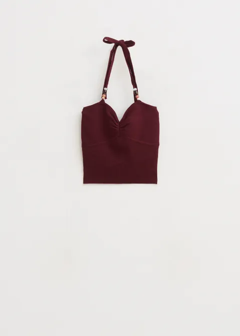 Gebreid singlet met kraaltjes paars (AUBER)