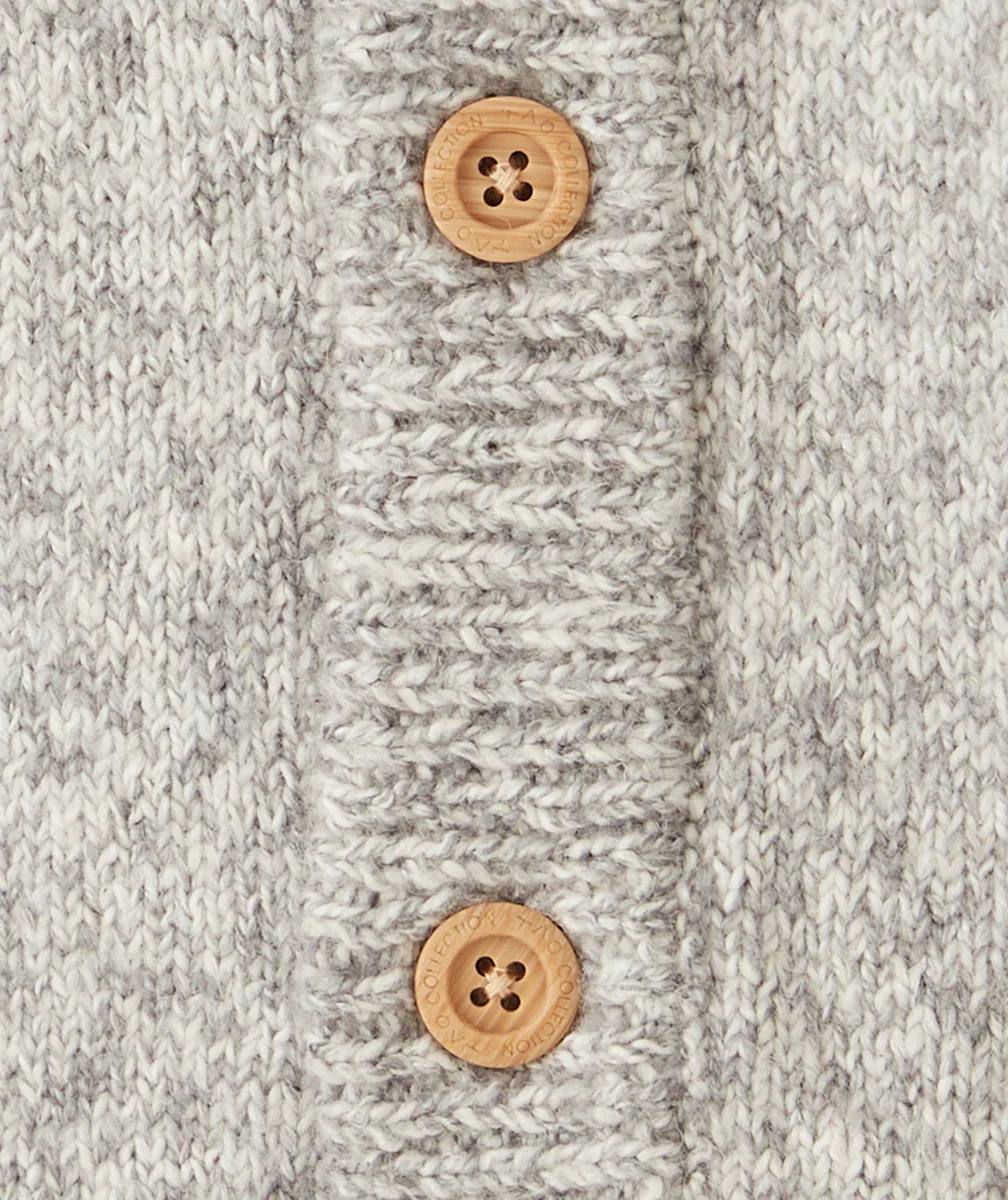 GILET BÉBÉ GARÇON EN TRICOT GRIS CHINÉ AVEC BOUTONS