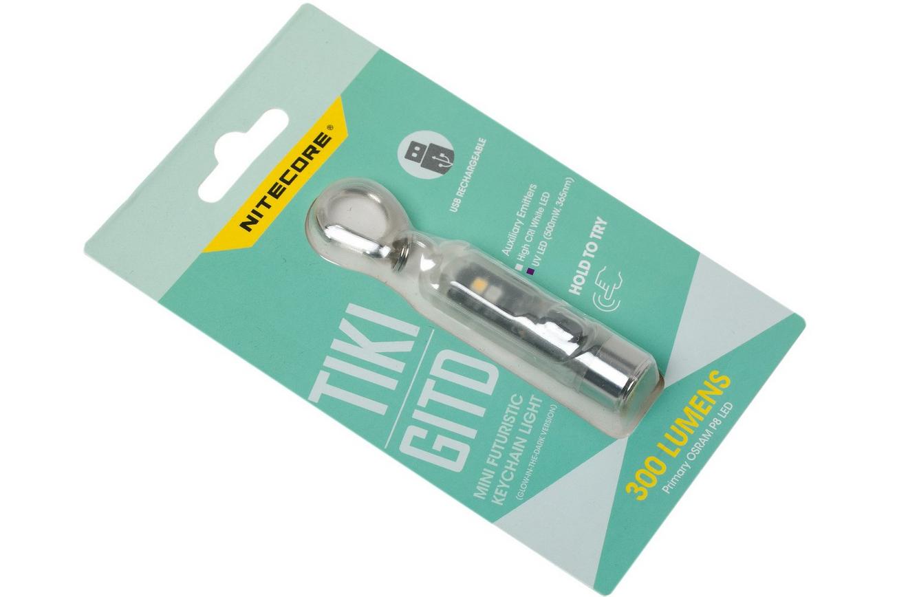 Nitecore TIKI Glow In The Dark oplaadbare sleutelhangerzaklamp, 300 lumen