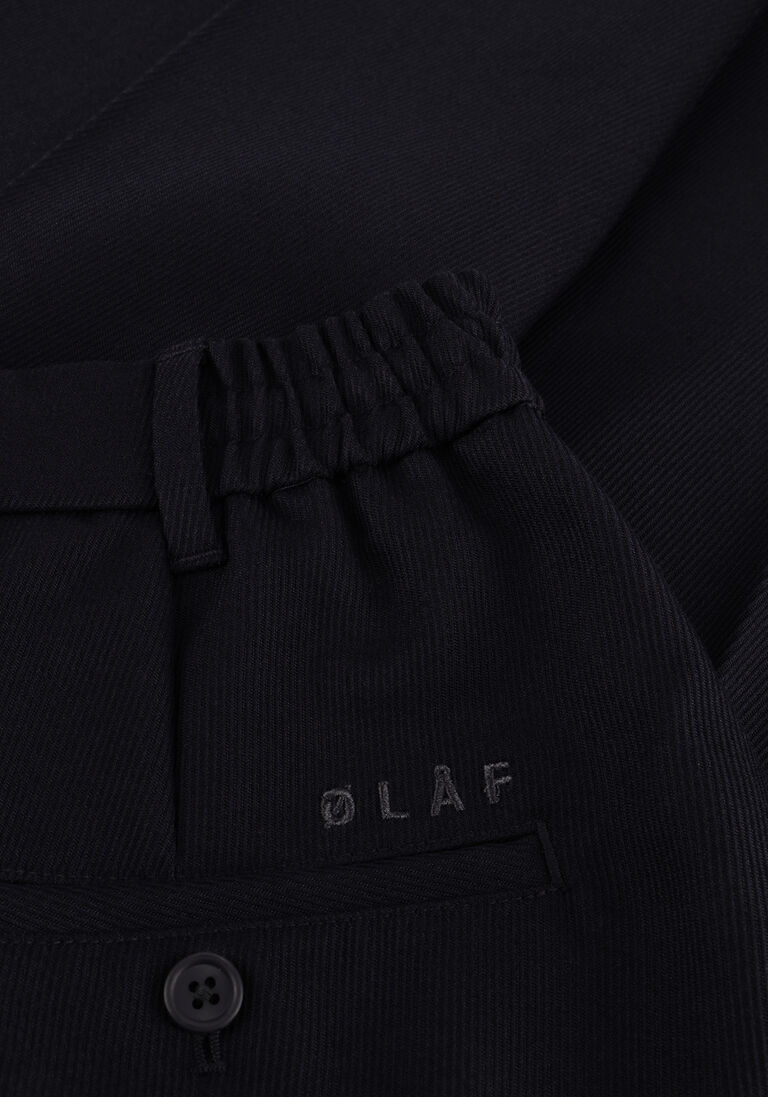 zwarte olaf hussein broeken regular twill pleated chino's