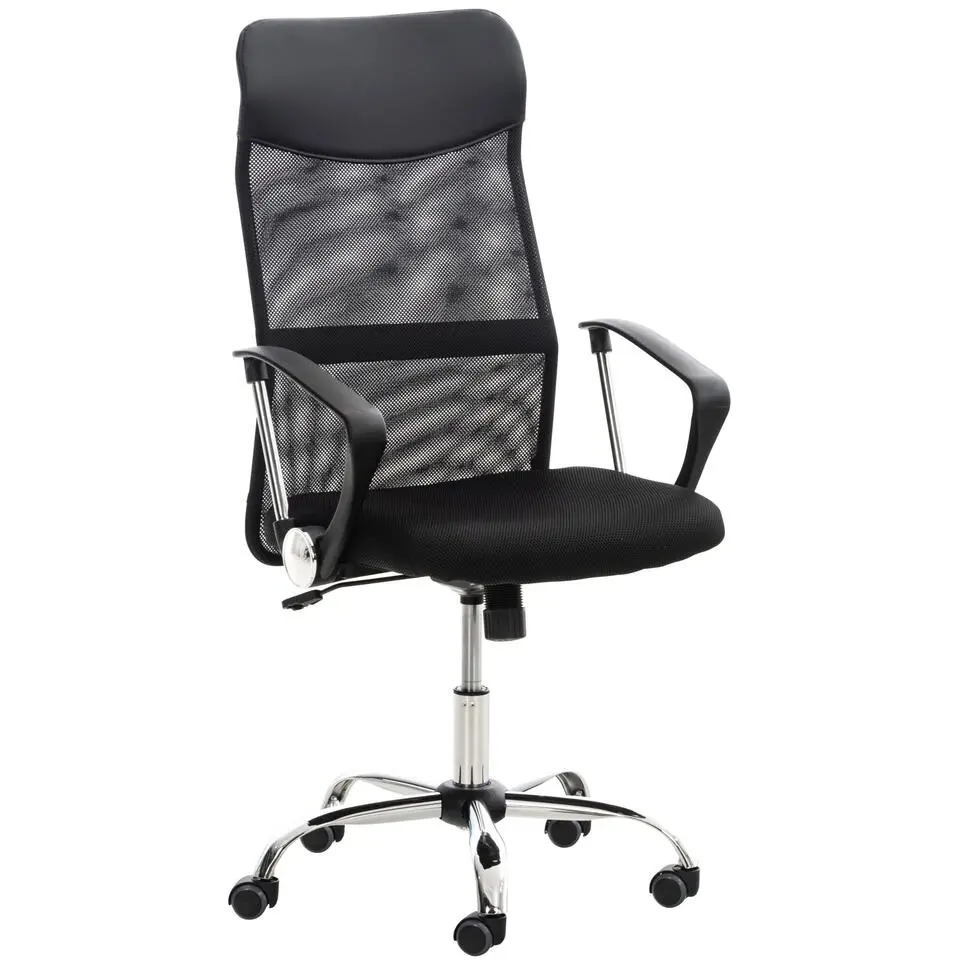 CLP Bureaustoel Washington chroom Frame - Kunstleer - zwart
