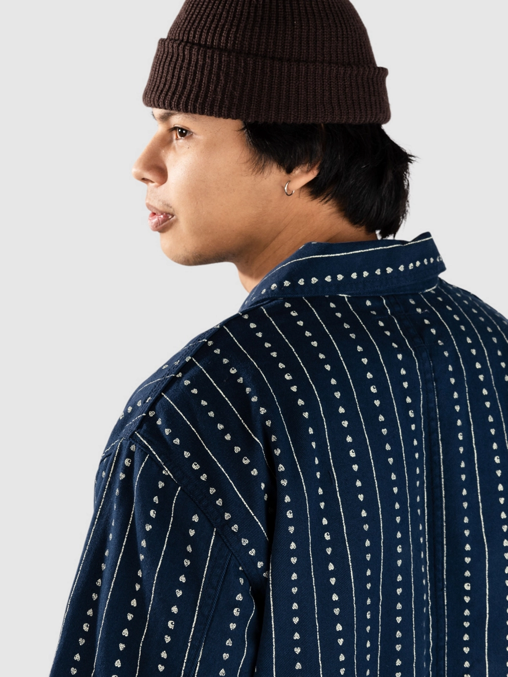 Carhartt WIP Drewe Chore Jacket heart c pinstrink/nat/rin