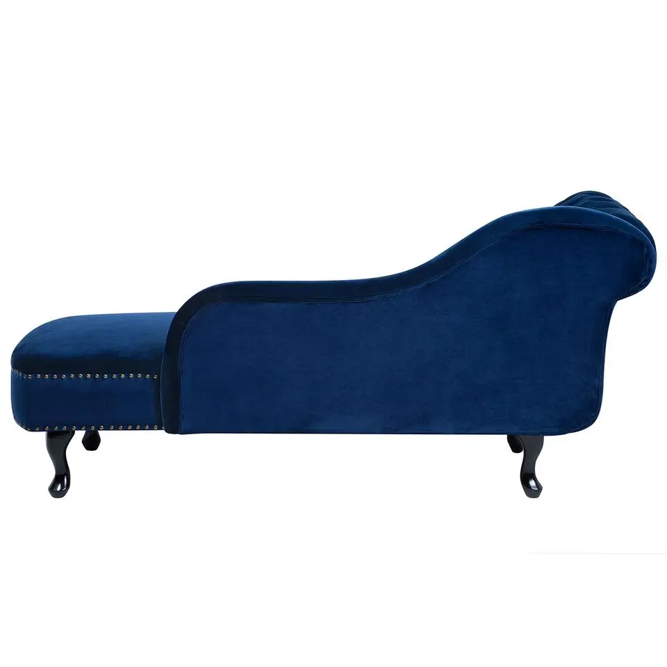 NIMES - Chaise longue - Blauw - Linkerzijde - Fluweel