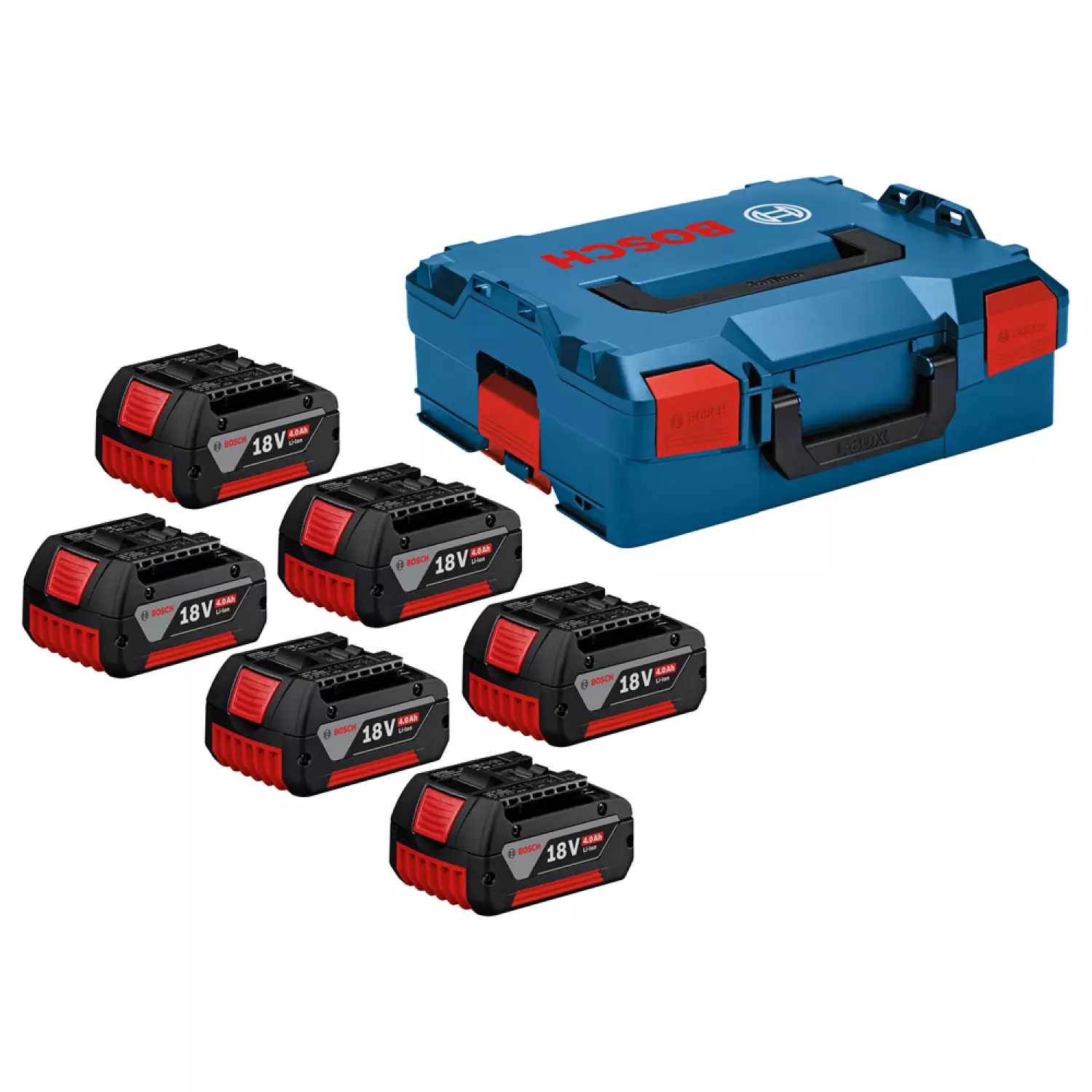 Bosch 1600A02A2S 6-delige Accu set in L-BOXX - 6x 18V 4.0Ah accu's