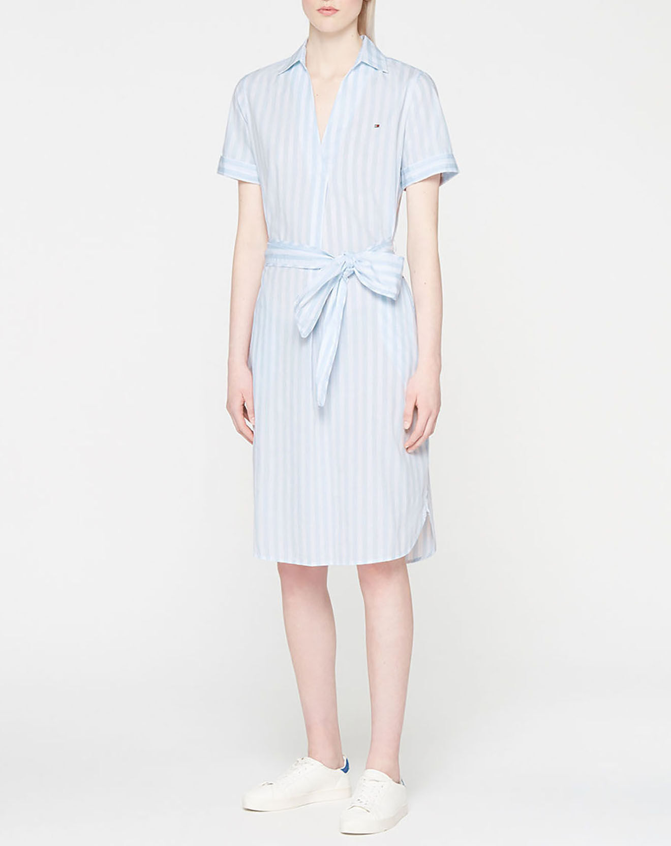 Tommy Hilfiger Robe chemise en popeline cot à rayures bleu/blanc