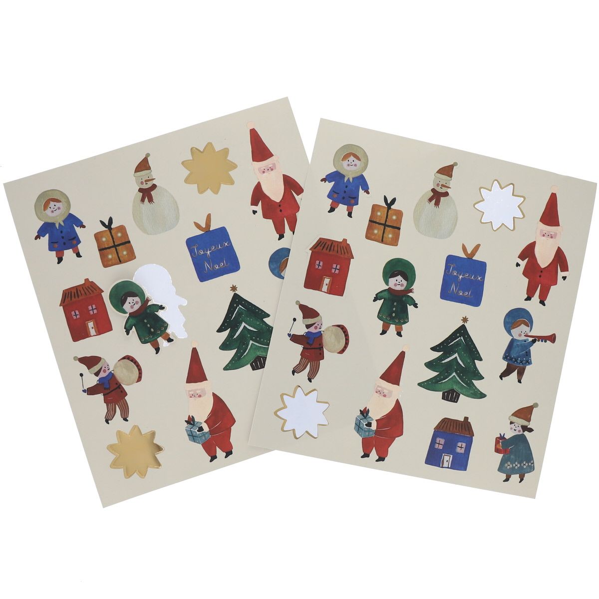 Set de 2 planches de stickers Noël Mercredi et Patati