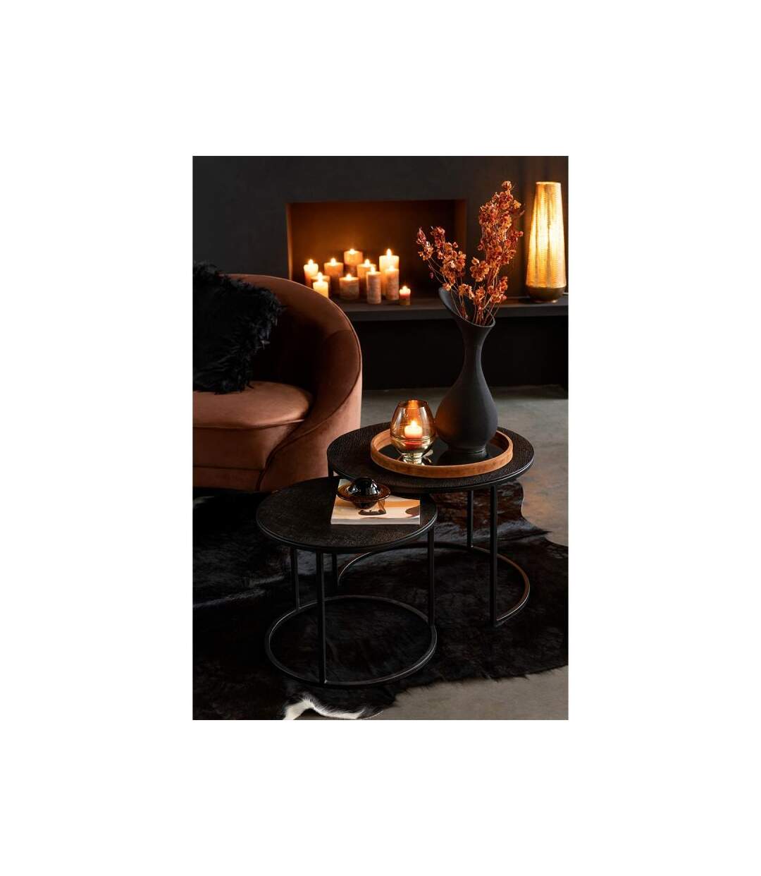 Paris Prix - Miroir Mural Design En Cuir tortu 60cm Cognac