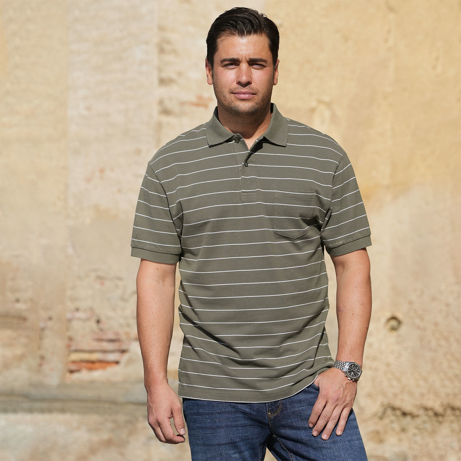 Herren Polo-Piqué-Shirt mit Brusttasche