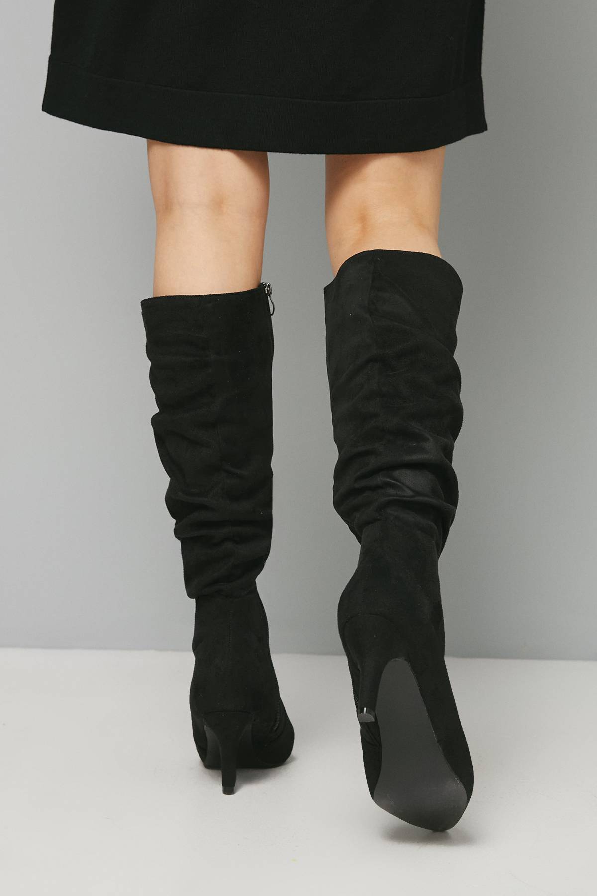 Wallis Bottes Montantes Pointues à Talon Moyen Hista Froncées