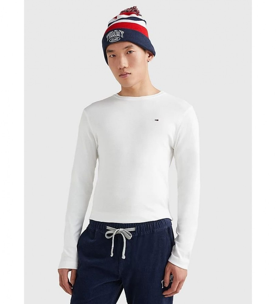 Camiseta Tommy Jeans Original Ribbed de Manga Longa TJM Branca