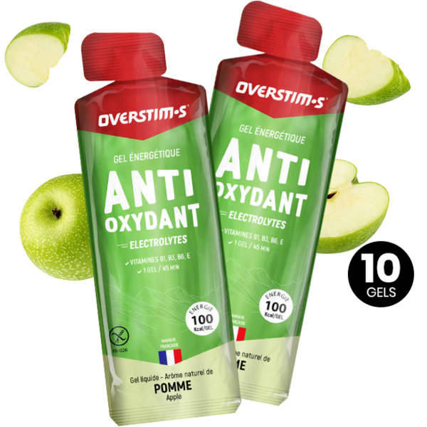 Gels énergétiques OVERSTIMS GEL ANTIOXYDANT LIQUIDE POMME PACK X10 UNICOLOR